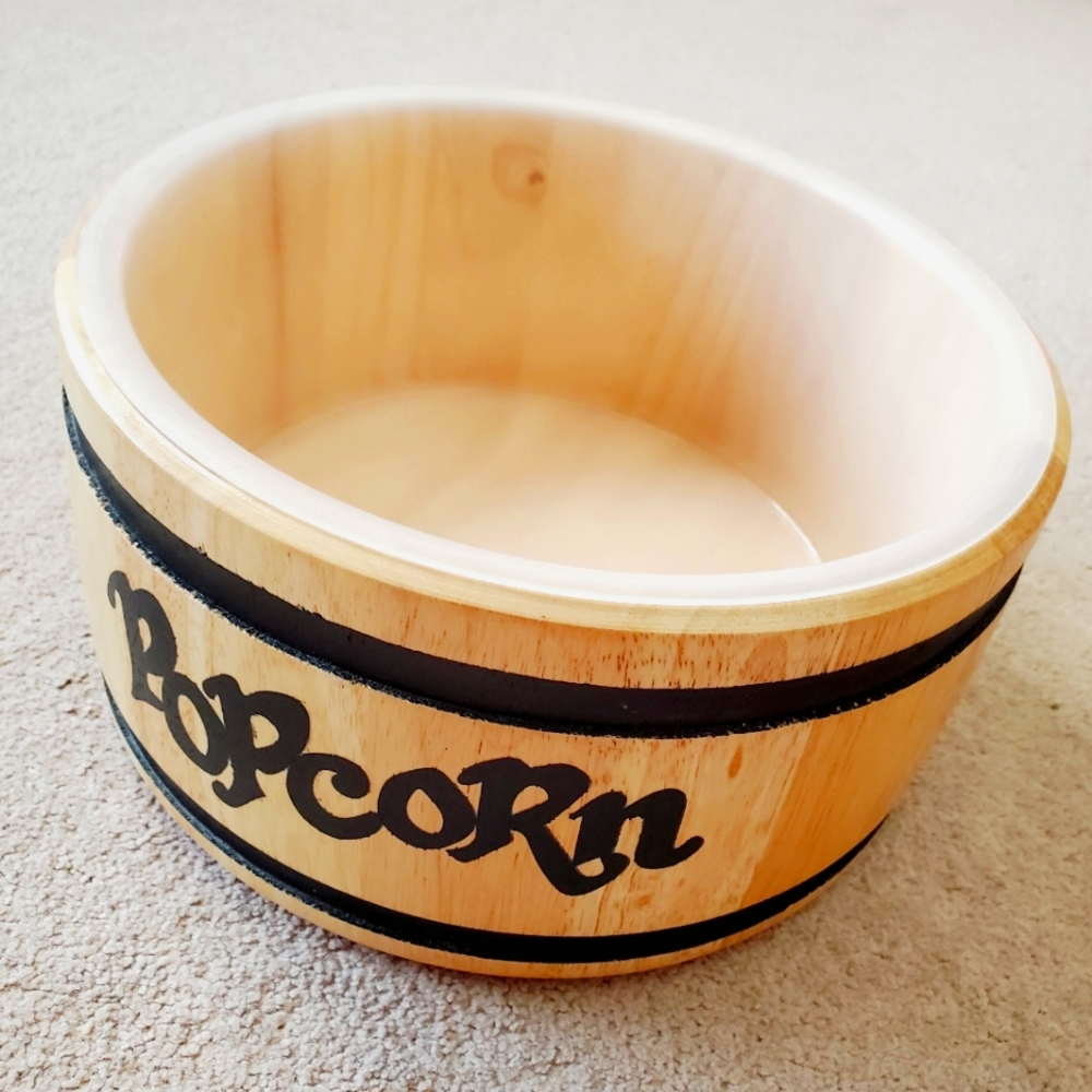 M2 Vintage Retro 90s Popcorn Teak Wood Container Cinema Theater Collectible